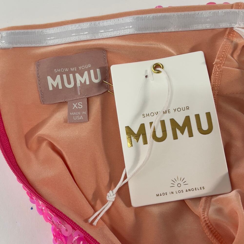 Show Me Your Mumu XS NEW On My Way Dress Strapless Pink Sequins Party - Picture 4 of 12